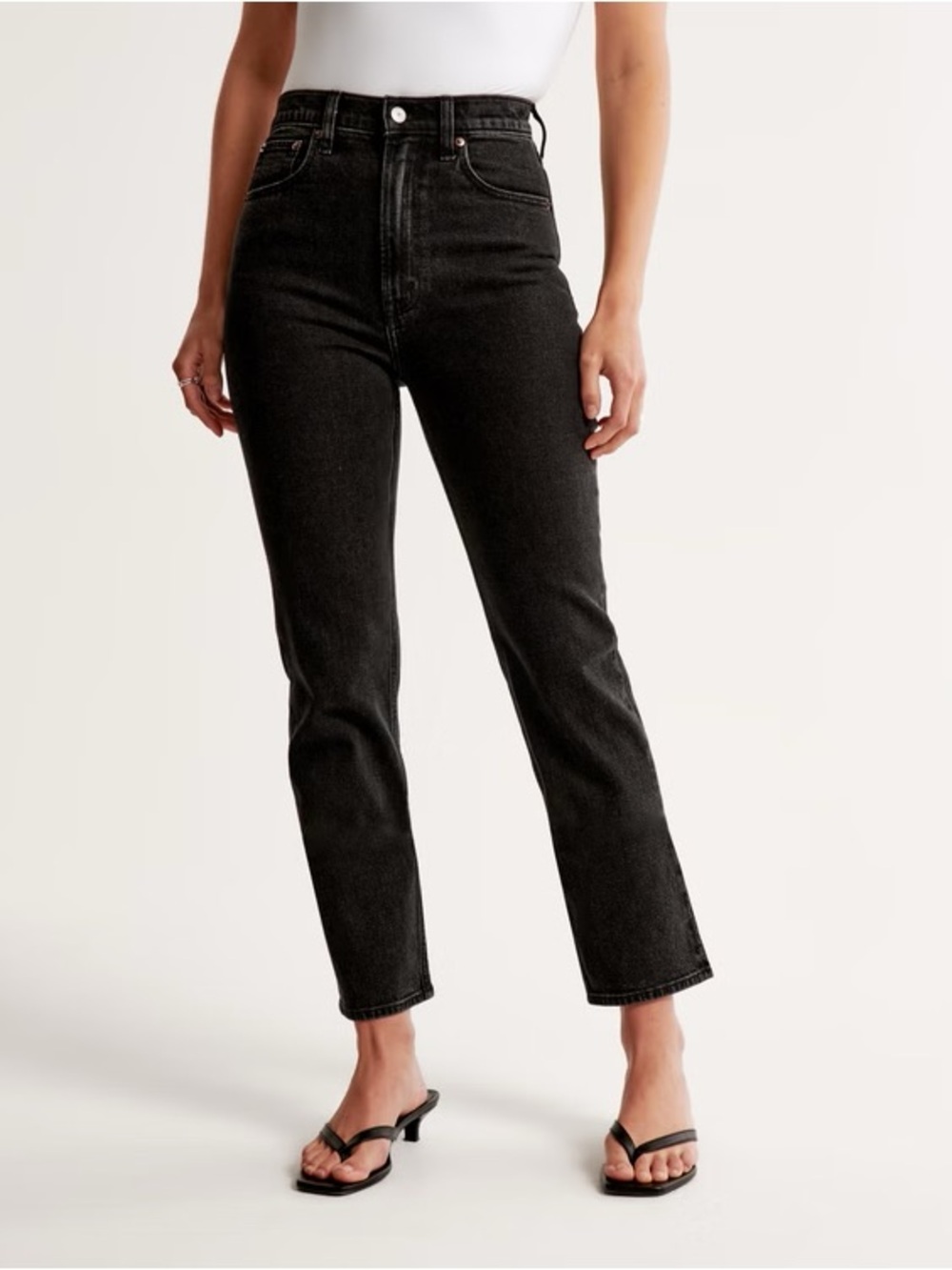 A&F High Rise Ankle Straight Jeans